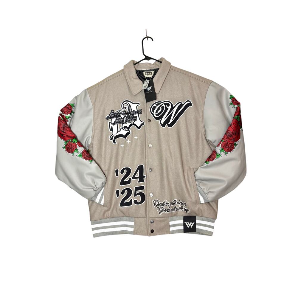 NWT - Watson Hotel Wool Blend Varsity Jacket in Bone - XL